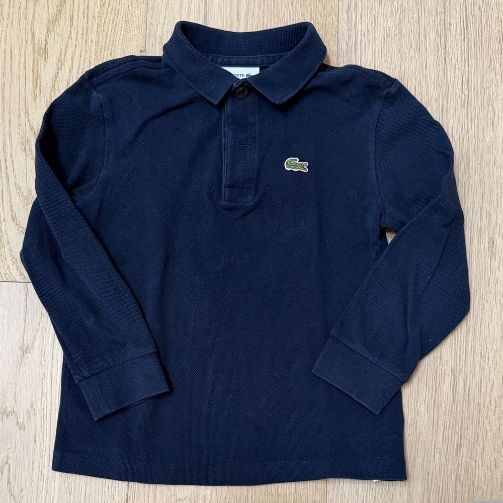 Lacoste Boys' Dark Navy Long-Sleeve Polo with Crocodile Logo